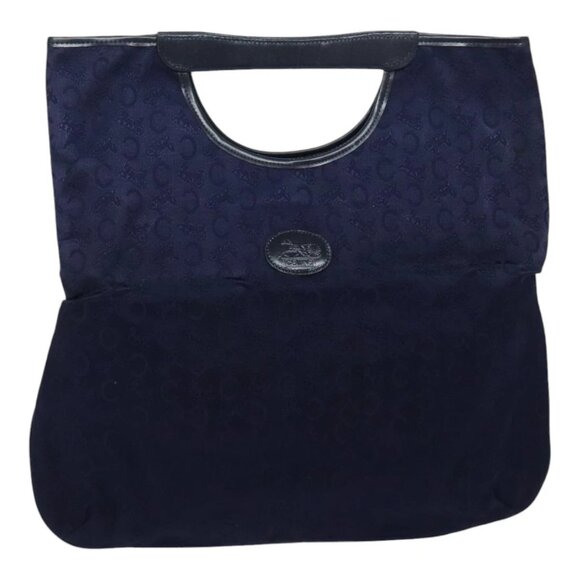 CELINE C Sulky Hand Bag Canvas Leather Navy Auth - Picture 1 of 16